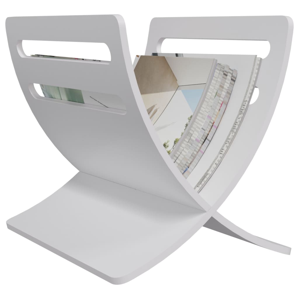 vidaXL Wooden Magazine Rack Floor Standing White