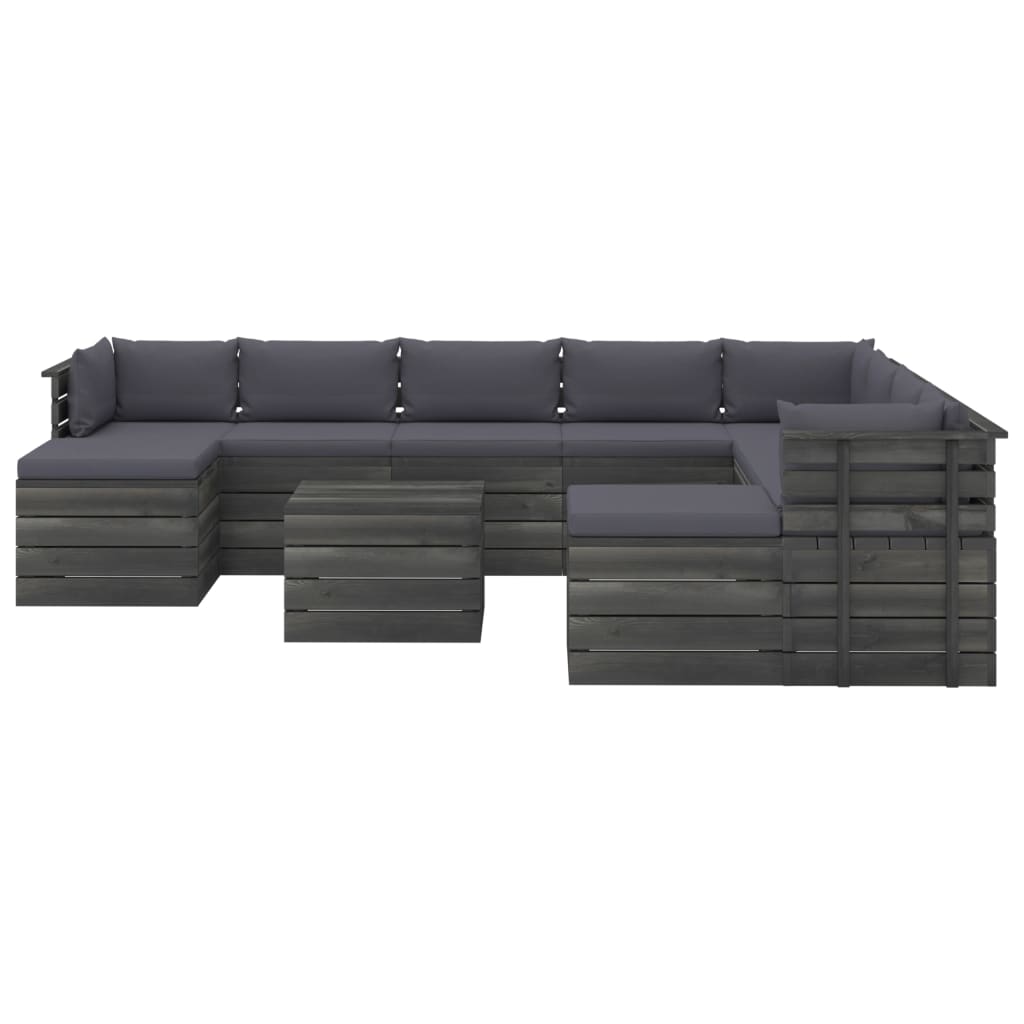 vidaXL 11 Piece Garden Pallet Lounge Set with Cushions Solid Pinewood