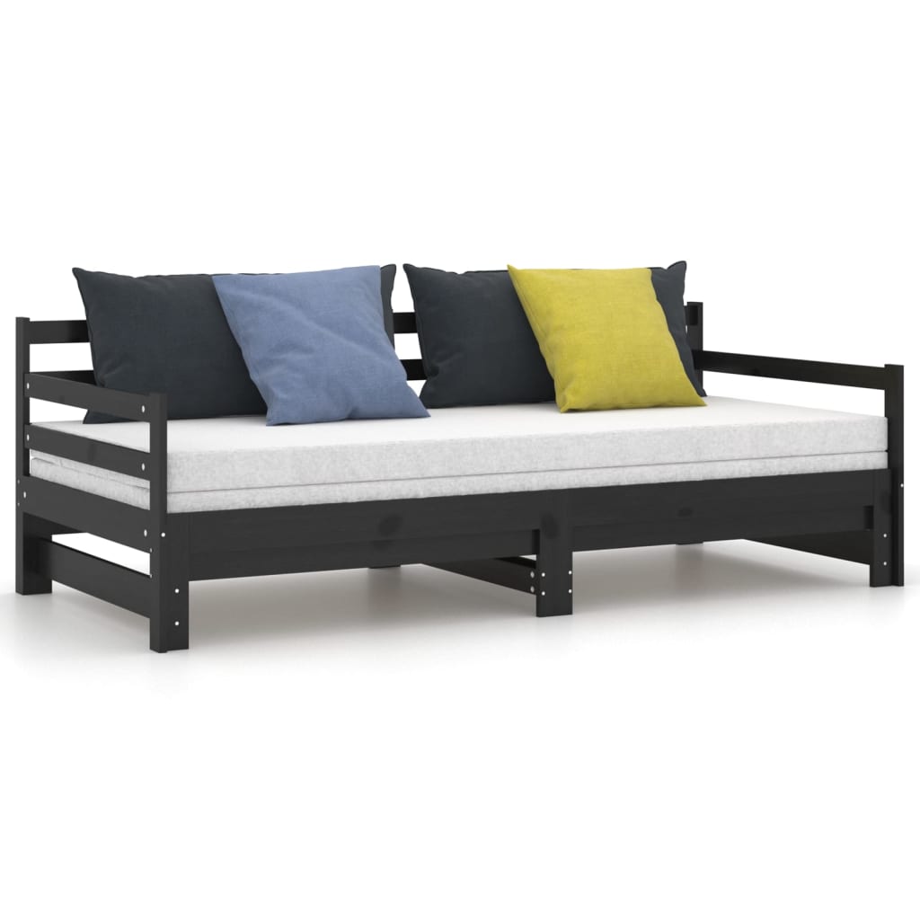 vidaXL Pull-out Day Bed without Mattress Black 2x(90x200) cm