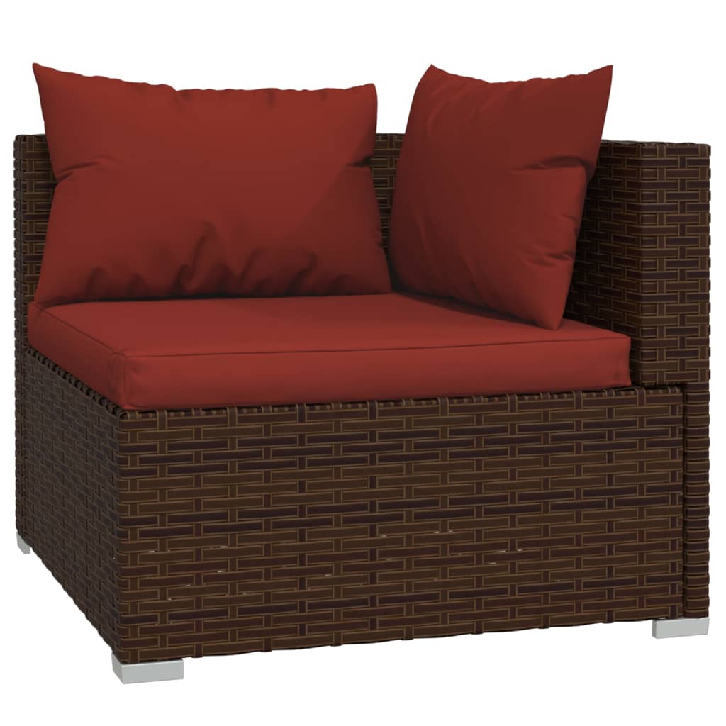 vidaXL 5 Piece Garden Lounge Set with Cushions Poly Rattan Brown