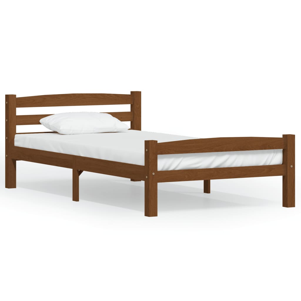 vidaXL Bed Frame without Mattress Honey Brown Solid Pinewood 90x200 cm