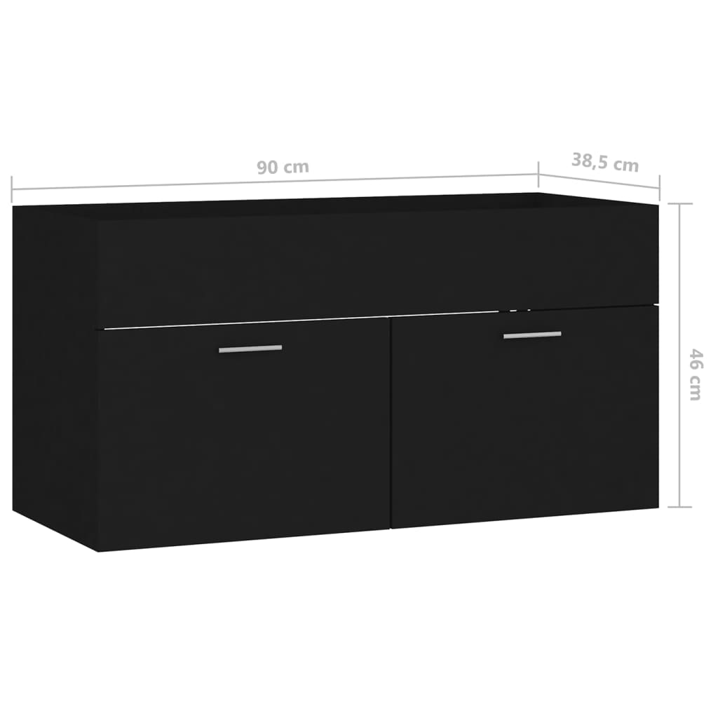 vidaXL Bathroom Furniture Set Black Engineered Wood