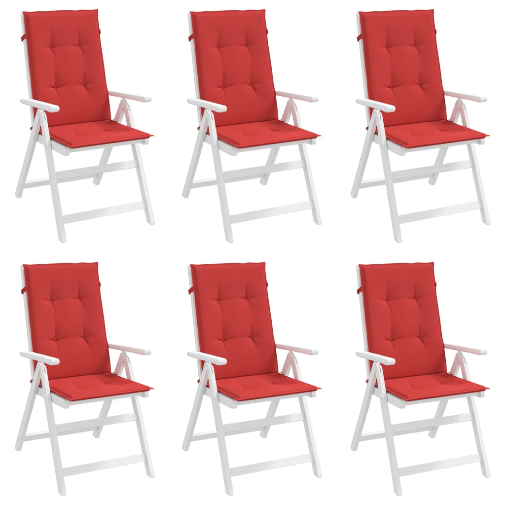 vidaXL Garden Highback Chair Cushions 6 pcs Red 120x50x3 cm Fabric