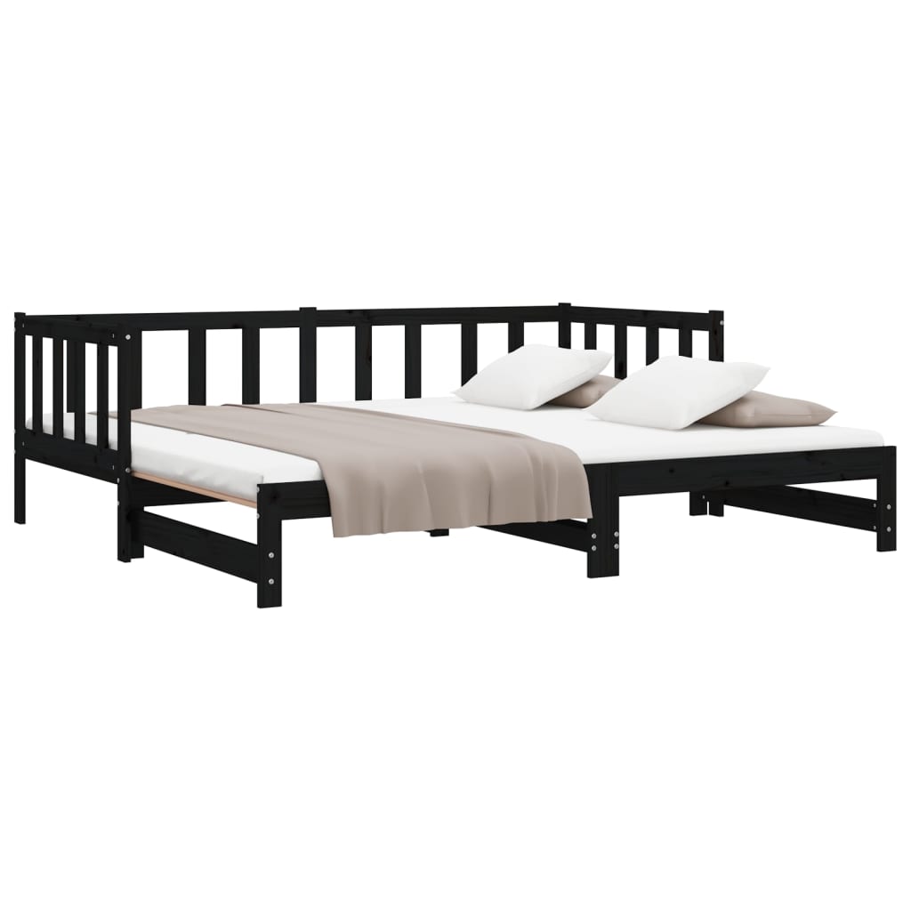 vidaXL Pull-out Day Bed without Mattress Black 2x(90x200) cm