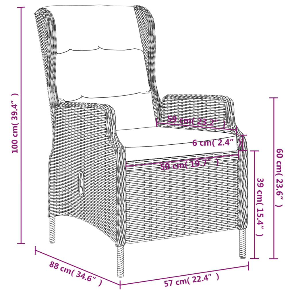 vidaXL 9 Piece Garden Dining Set Dark Grey