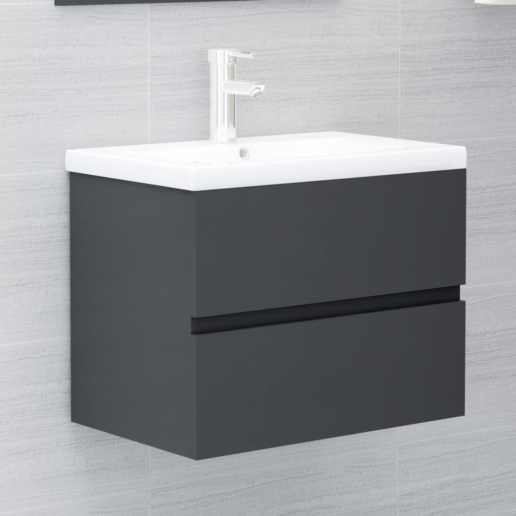 vidaXL Bathroom Furniture Set Grey Engineered Wood