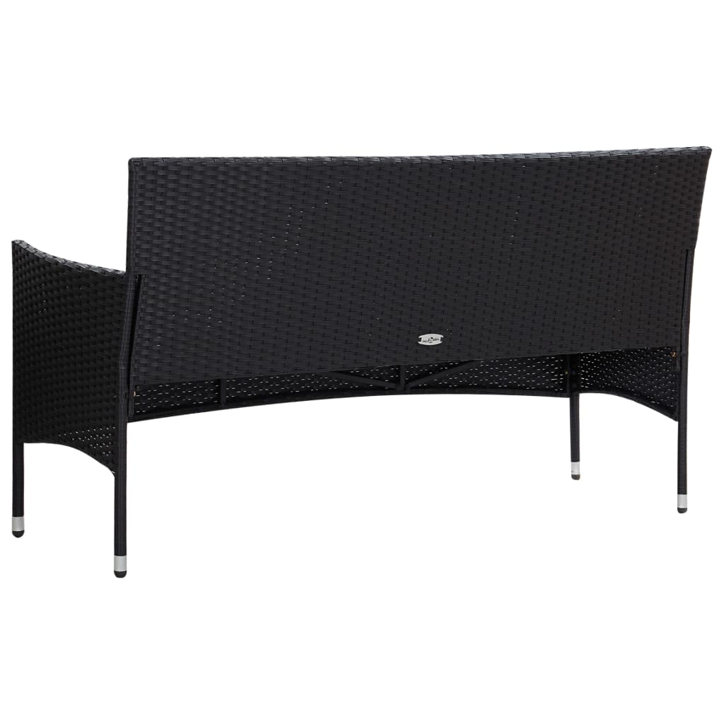 vidaXL 4 Piece Garden Lounge Set With Cushions Poly Rattan Black