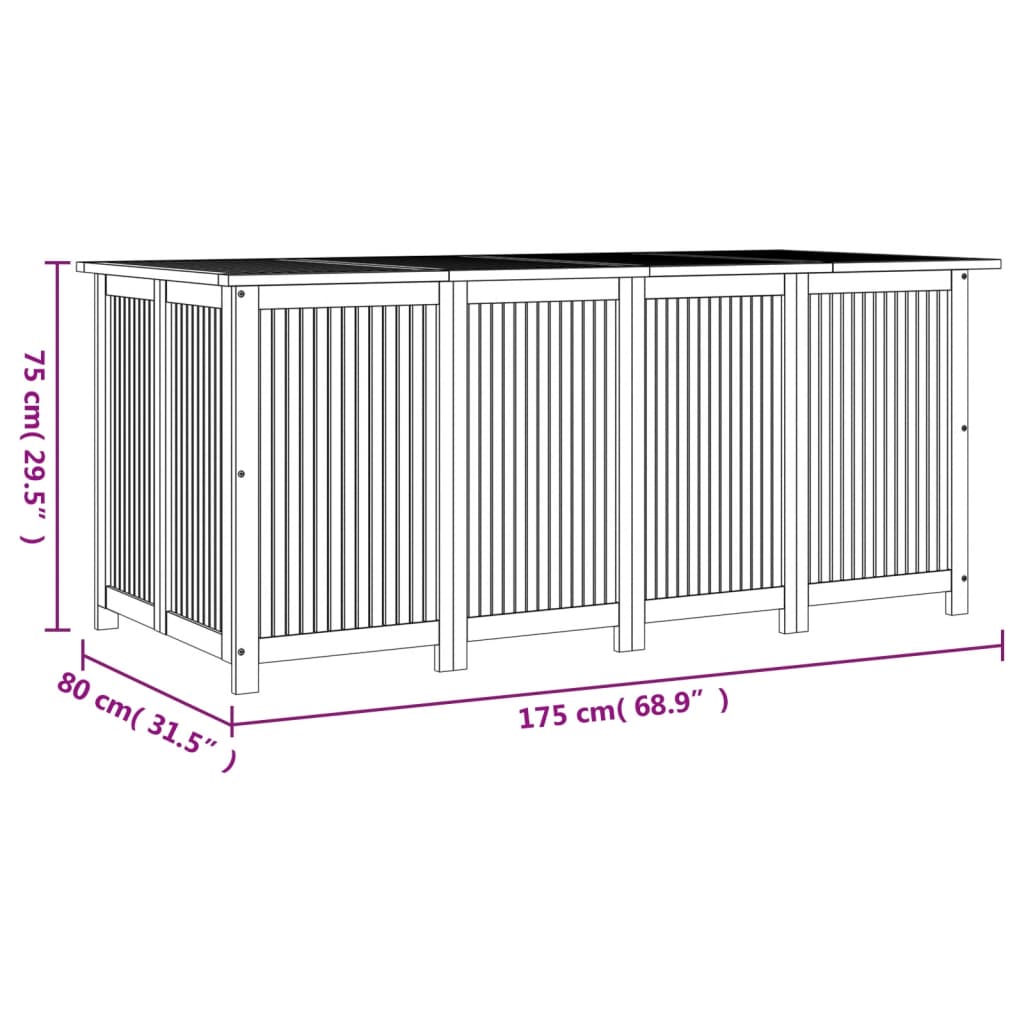 vidaXL Garden Storage Box 175x80x75 cm Solid Wood Acacia