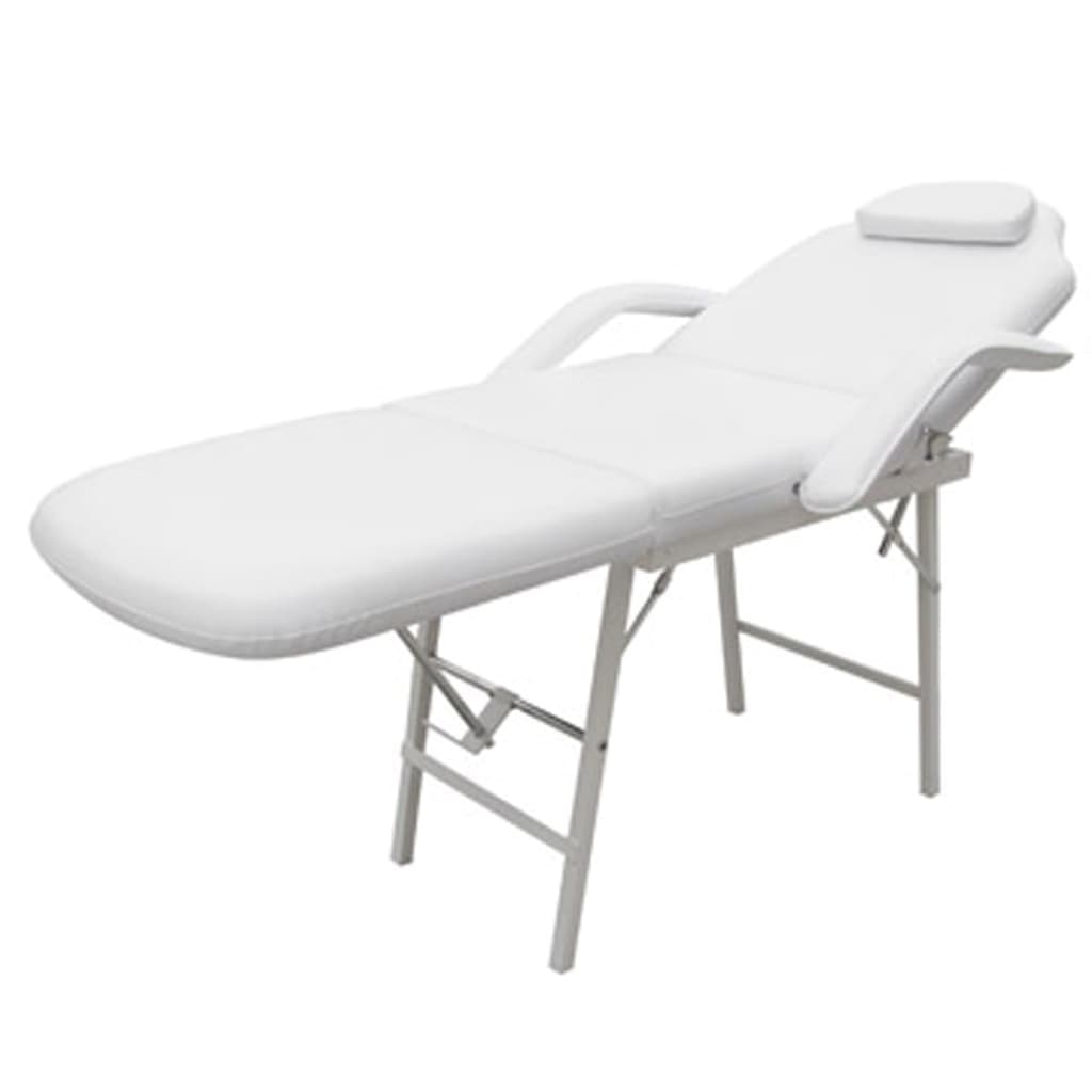 vidaXL Facial Bed Adjustable White Artificial Leather