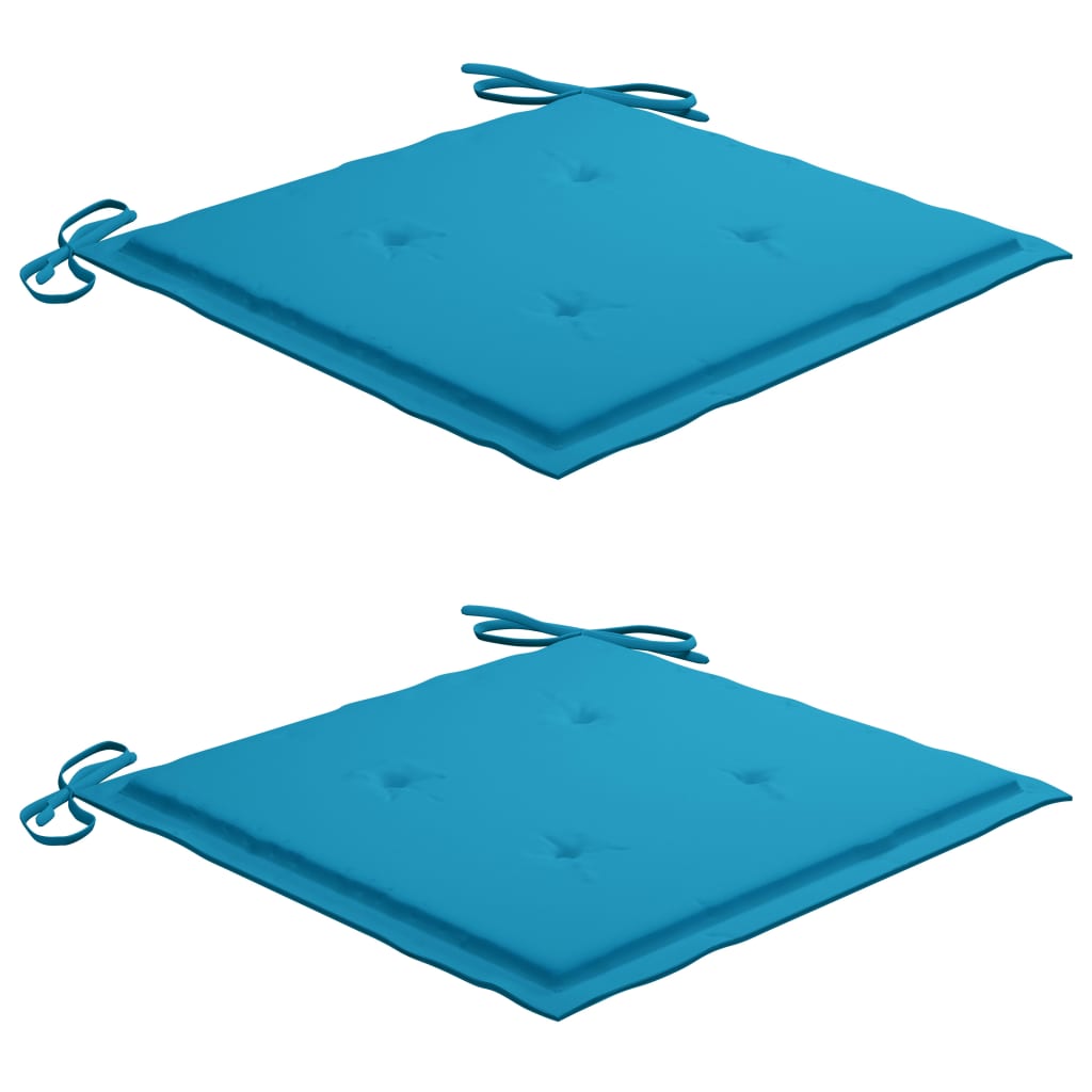 vidaXL 3 Piece Bistro Set with Blue Cushions Solid Teak Wood