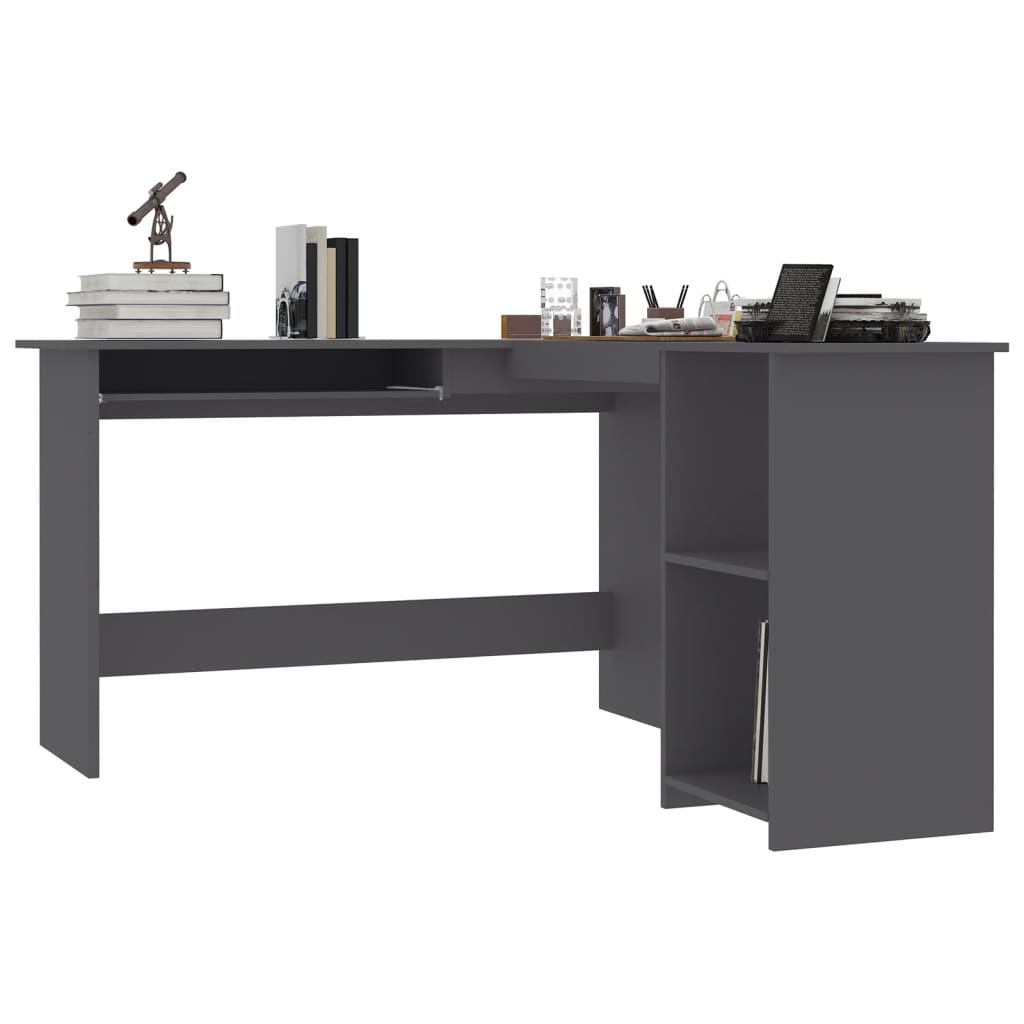 vidaXL L-Shaped Corner Desk Grey 120x140x75 cm Engineered Wood