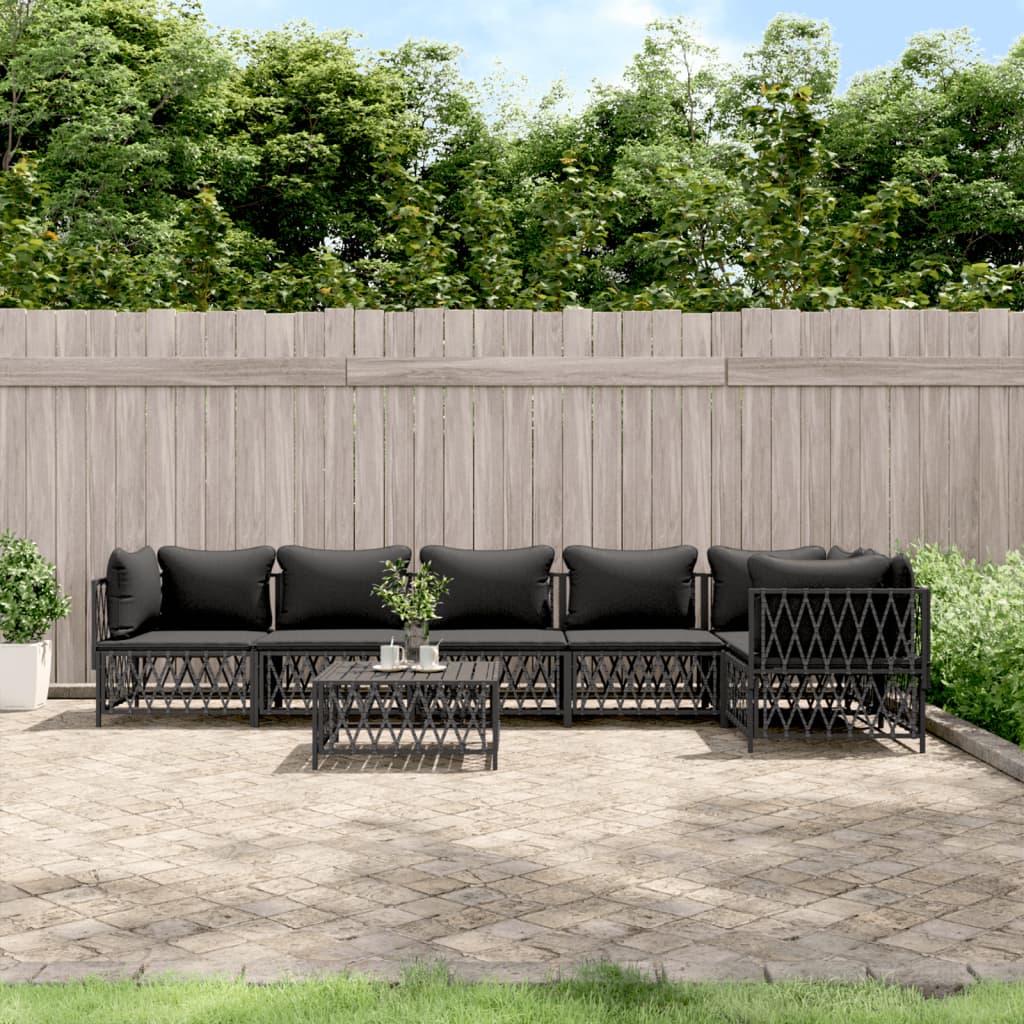 vidaXL 7 Piece Garden Lounge Set with Cushions Anthracite Steel