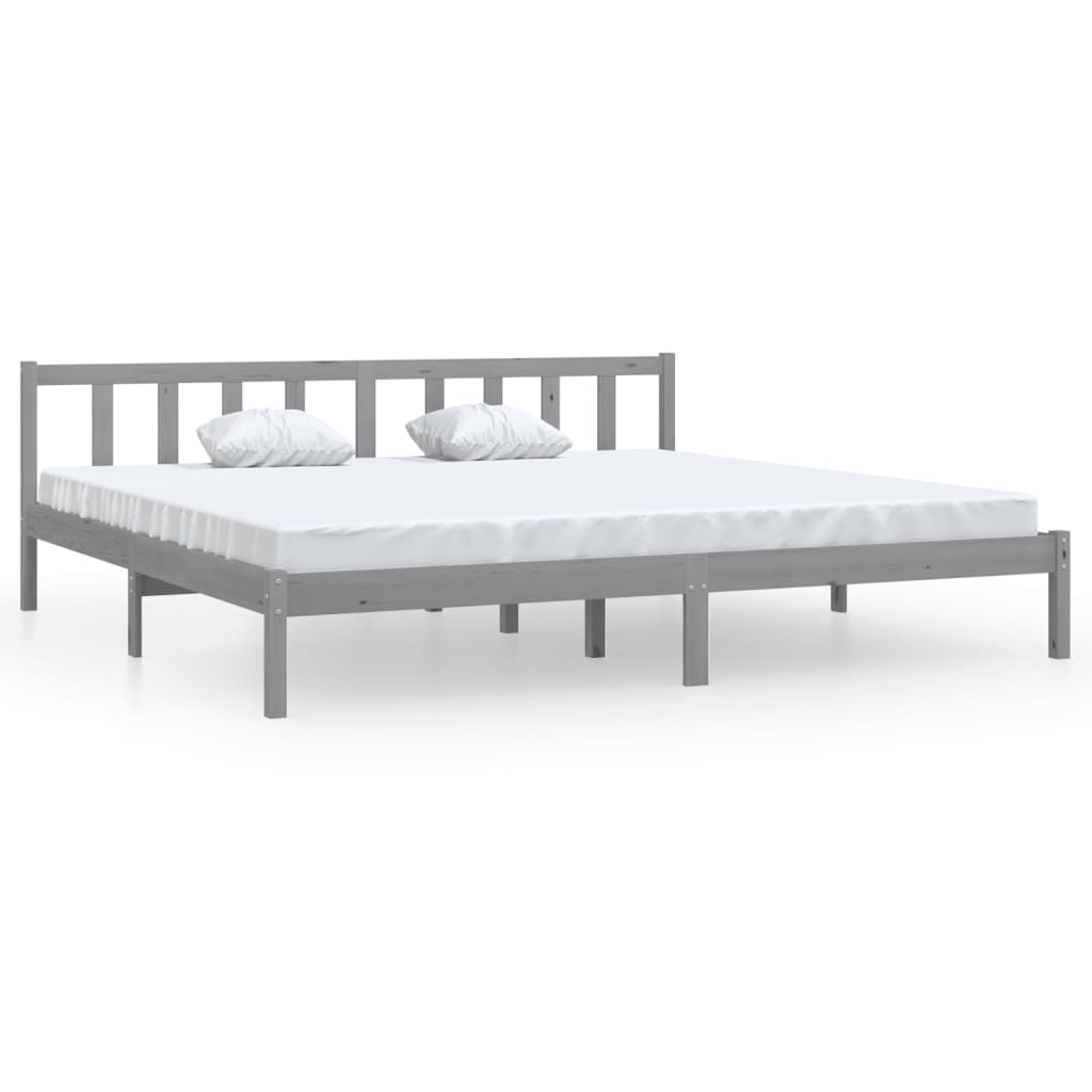 vidaXL Bed Frame without Mattress Grey Solid Wood 200x200 cm