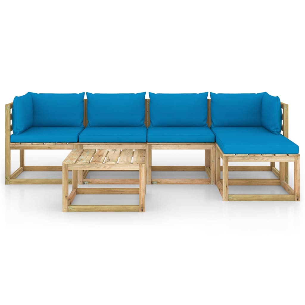 vidaXL 6 Piece Garden Lounge Set with Cushions Impregnated Pinewood