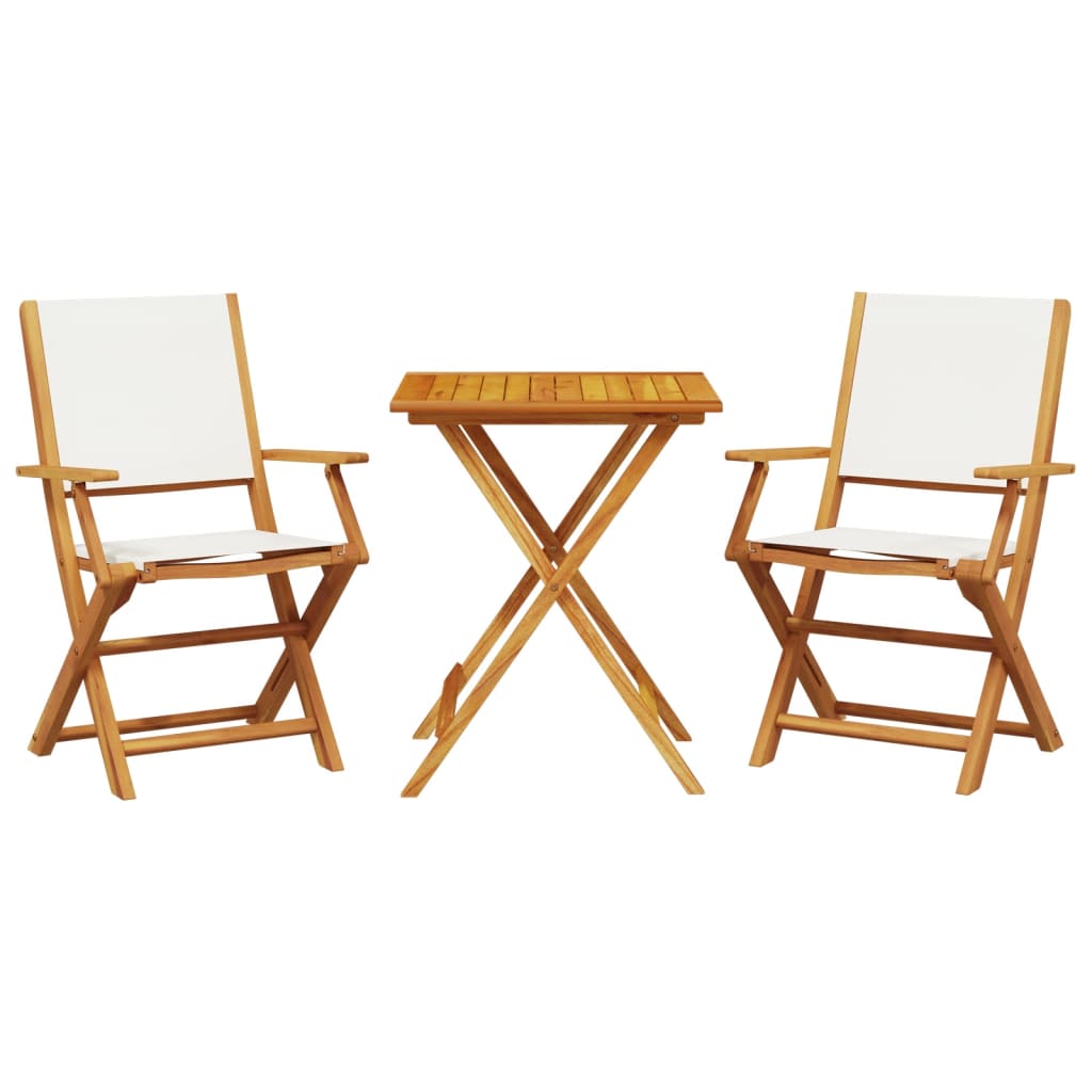 vidaXL 3 Piece Bistro Set Cream White Fabric and Solid Wood