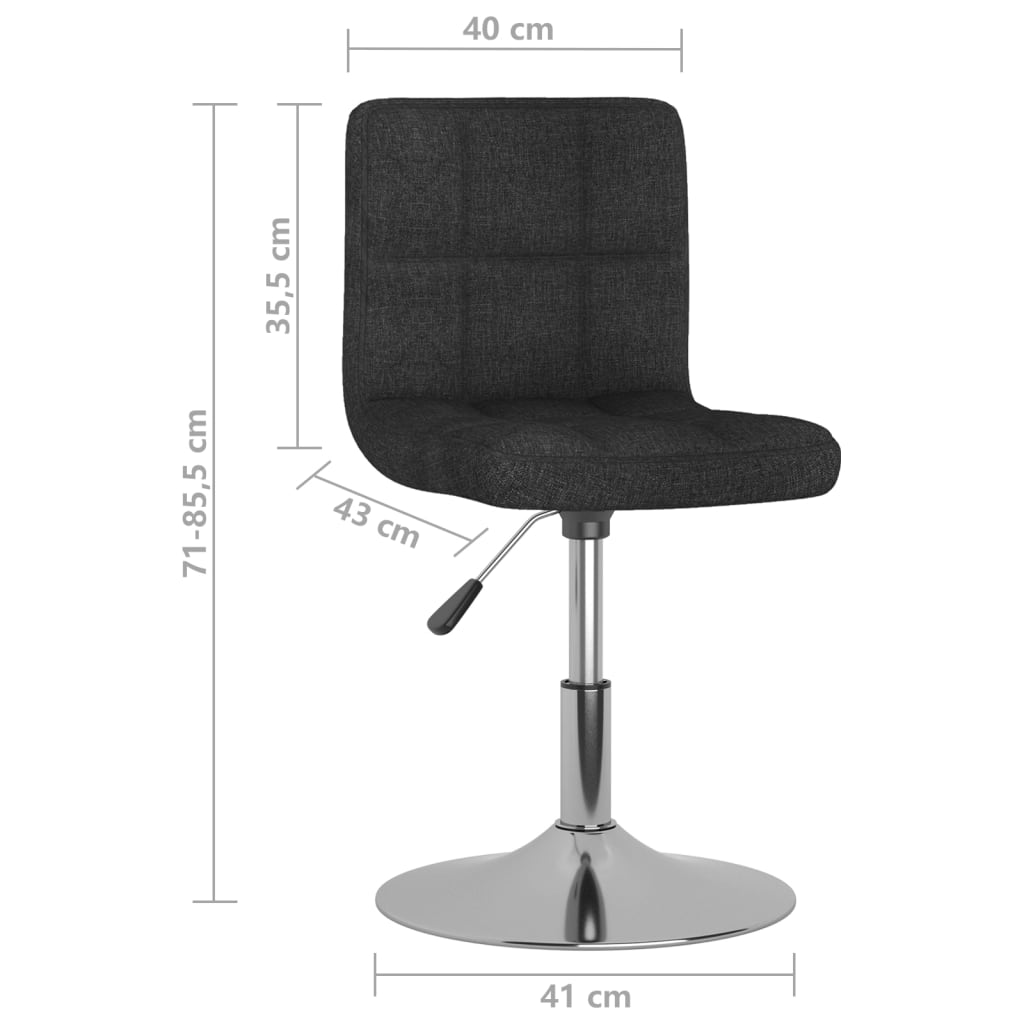 vidaXL Swivel Dining Chairs 2 pcs Black Fabric