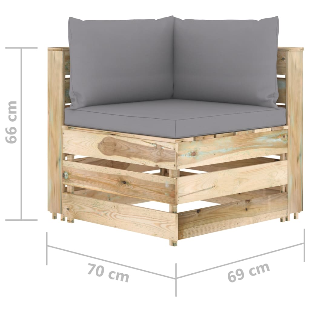 vidaXL 2-Seater Garden Sofa with Cushions Green Impregnated Wood