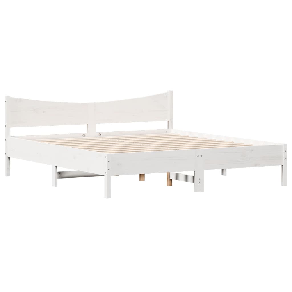 vidaXL Bed Frame with Headboard White 180x200 cm Super King Solid Wood Pine