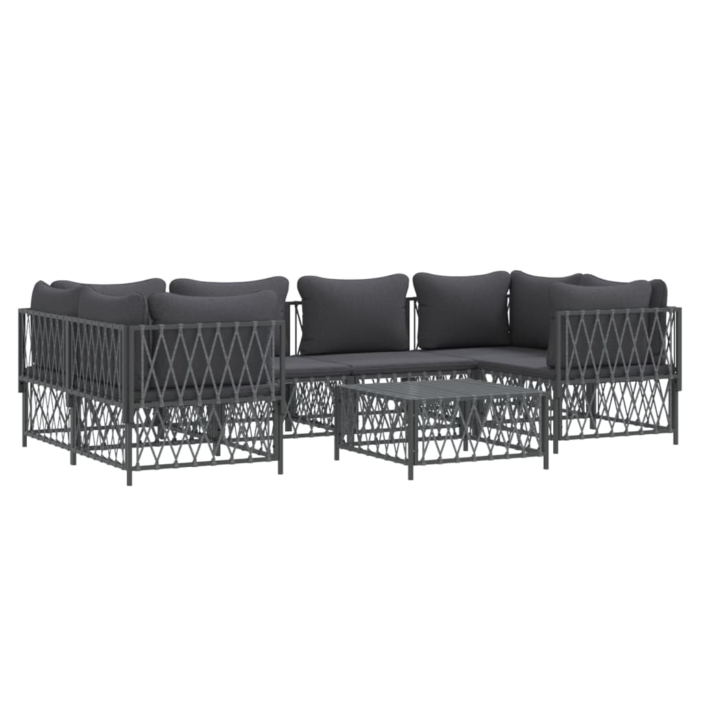 vidaXL 7 Piece Garden Lounge Set with Cushions Anthracite Steel