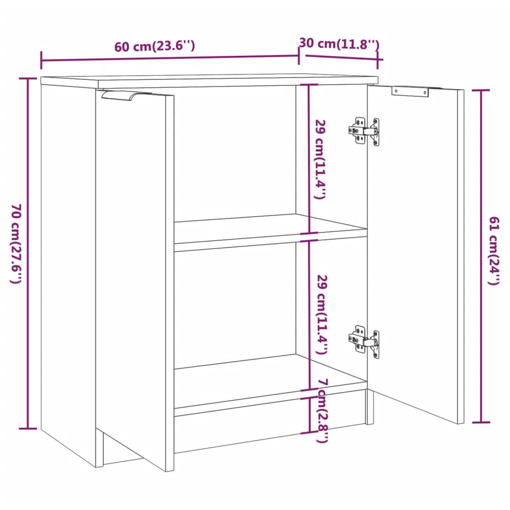 vidaXL 3 Piece Sideboards Concrete Grey Engineered Wood