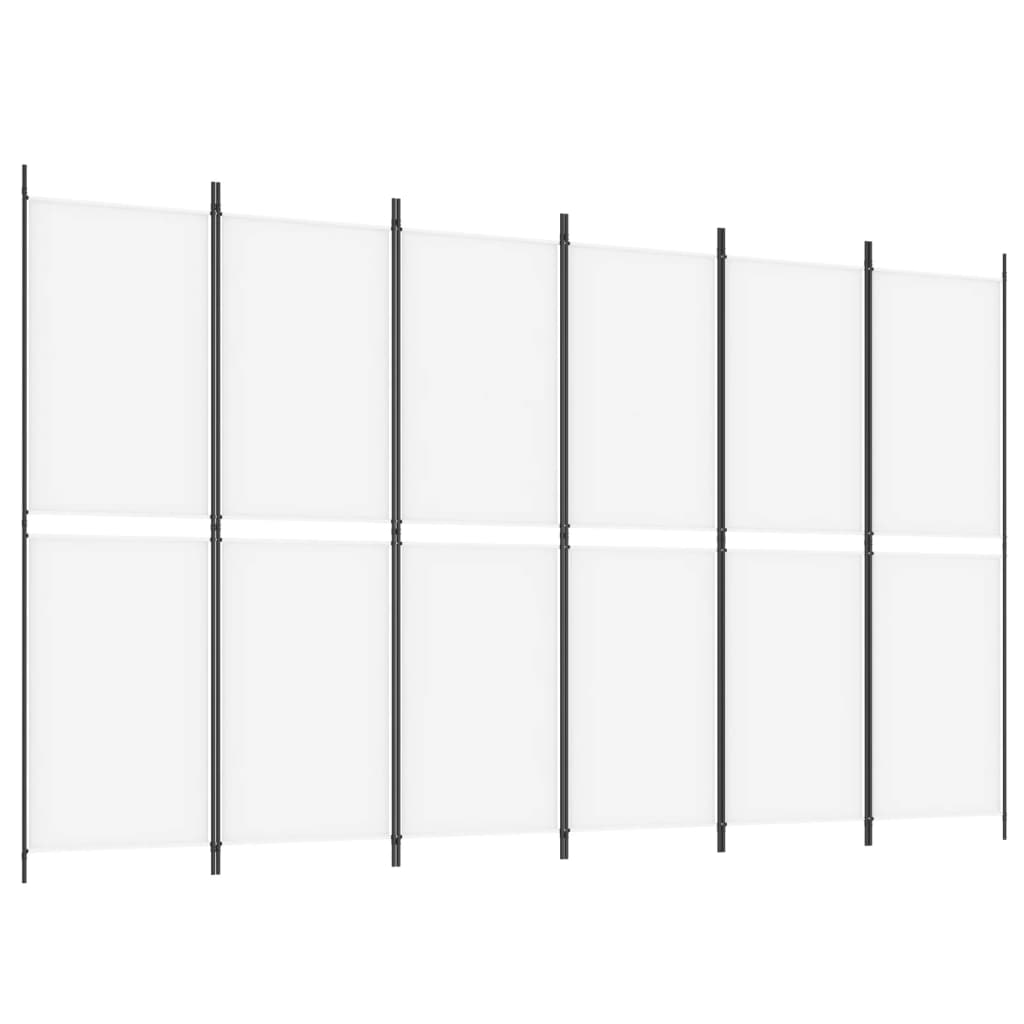 vidaXL 6-Panel Room Divider White 300x180 cm Fabric