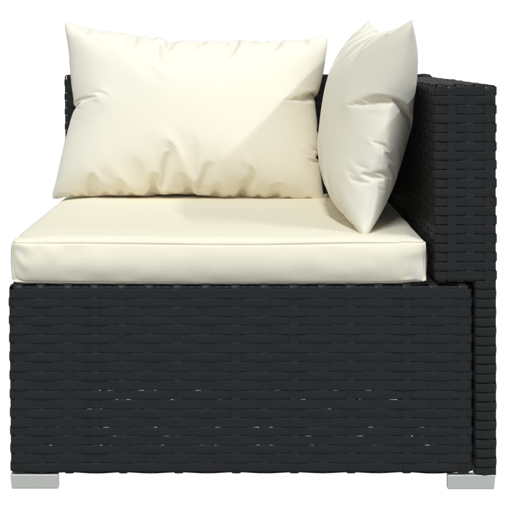 vidaXL 9 Piece Garden Lounge Set with Cushions Black Poly Rattan