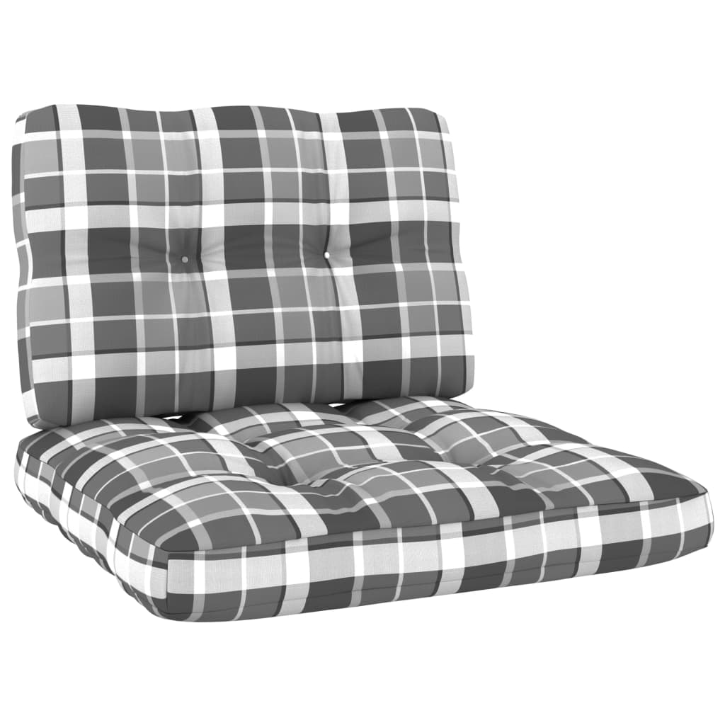 vidaXL Garden Chairs 2 pcs & Grey Check Cushions Impregnated Pinewood