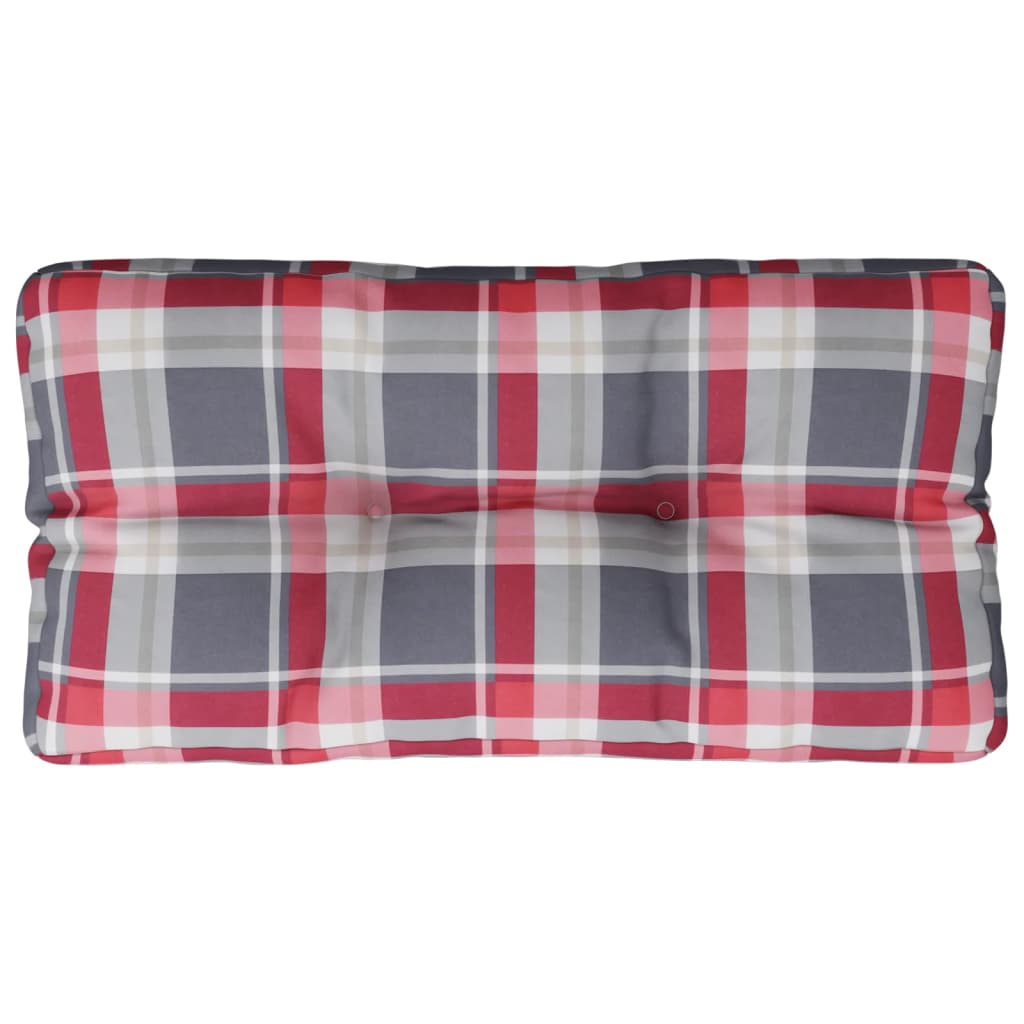 vidaXL Pallet Cushion Red Check Pattern 80x40x12 cm Fabric