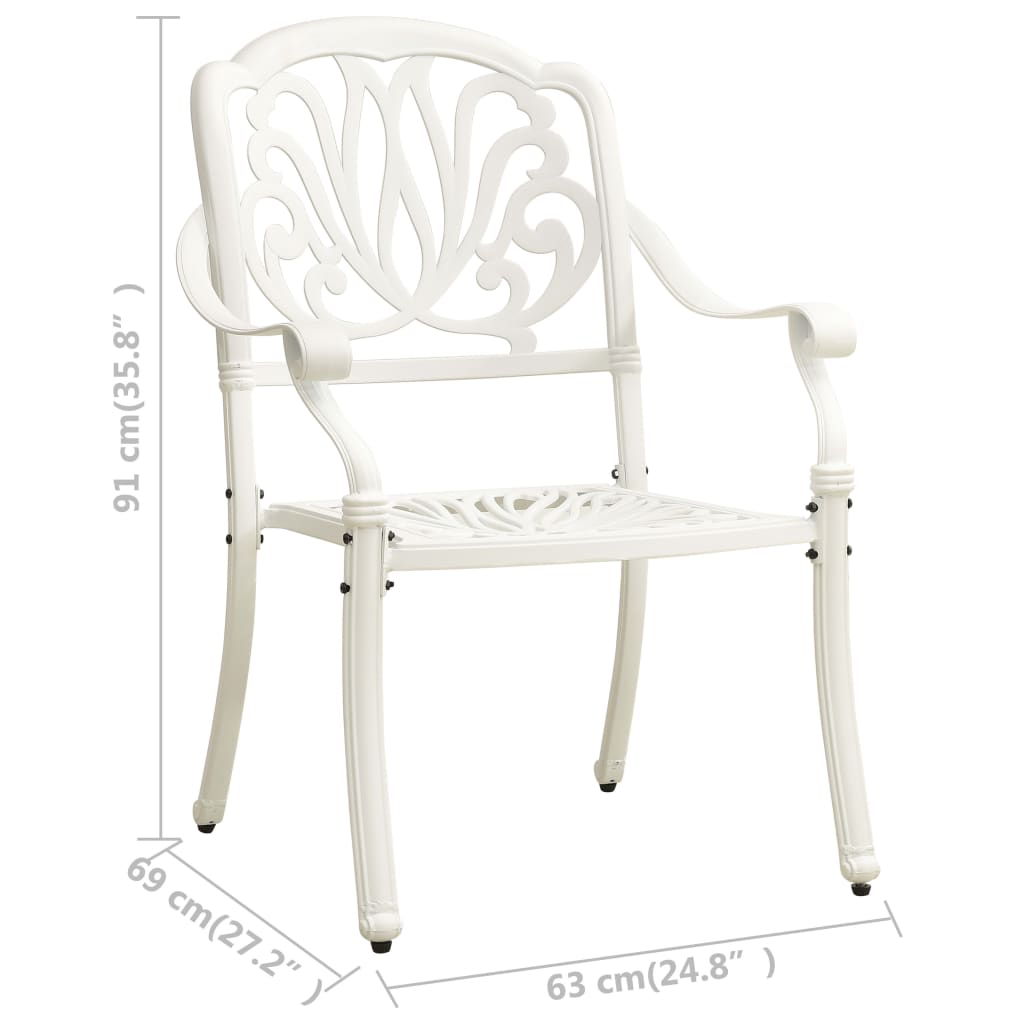 vidaXL Garden Chairs 2 pcs Cast Aluminium White