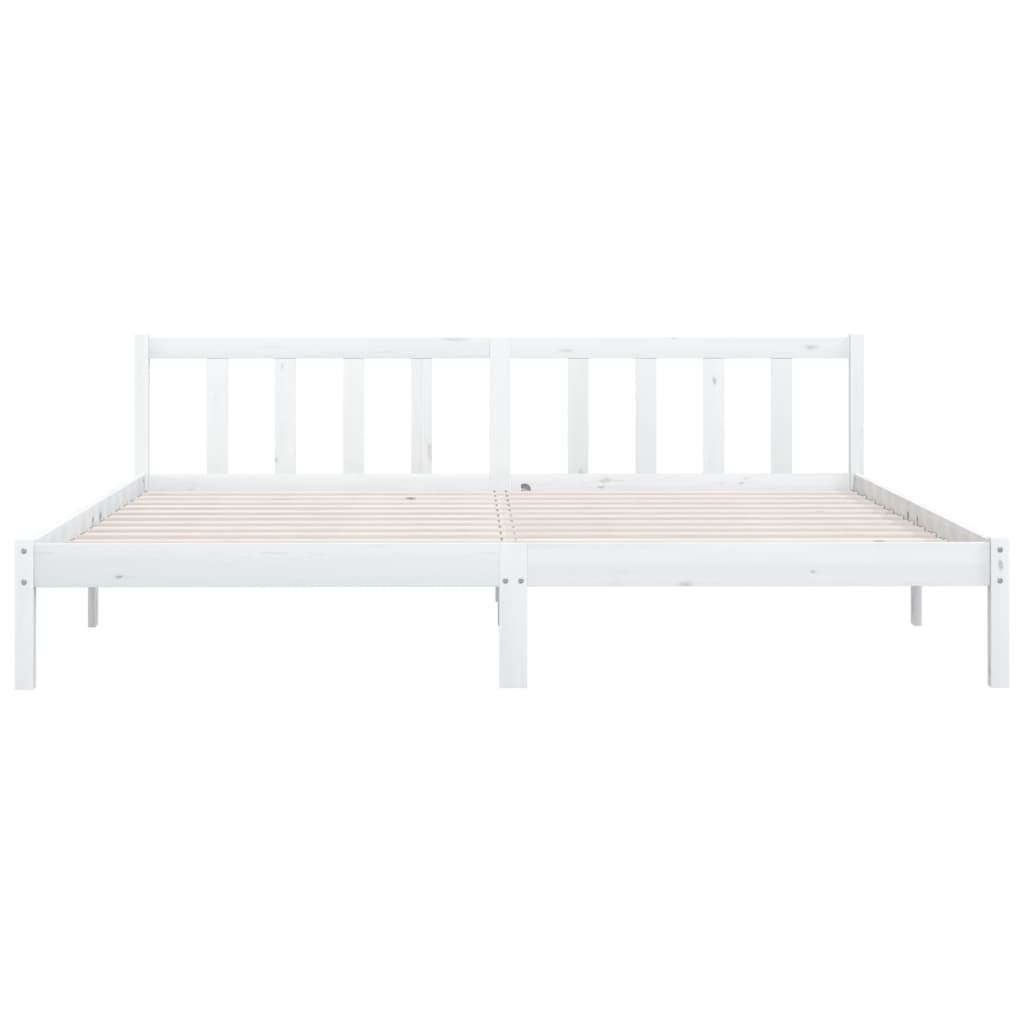 vidaXL Bed Frame without Mattress White Solid Wood Super King Size