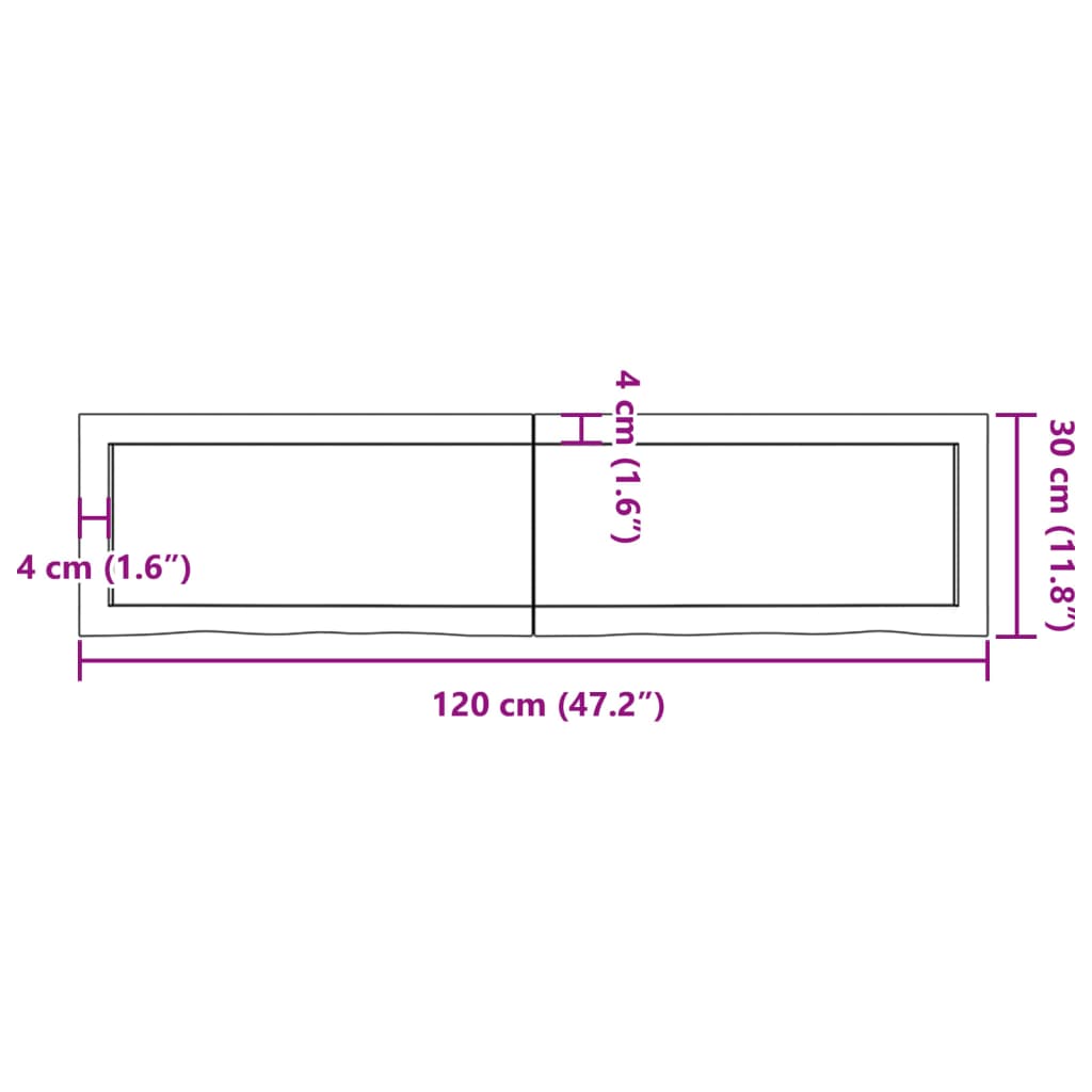 vidaXL Bathroom Countertop Light Brown 120x30x(2-4)cm Treated Solid Wood