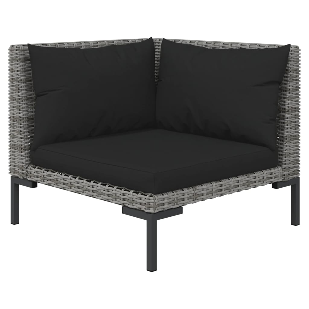 vidaXL 10 Piece Garden Lounge Set with Cushions Poly Rattan Dark Grey