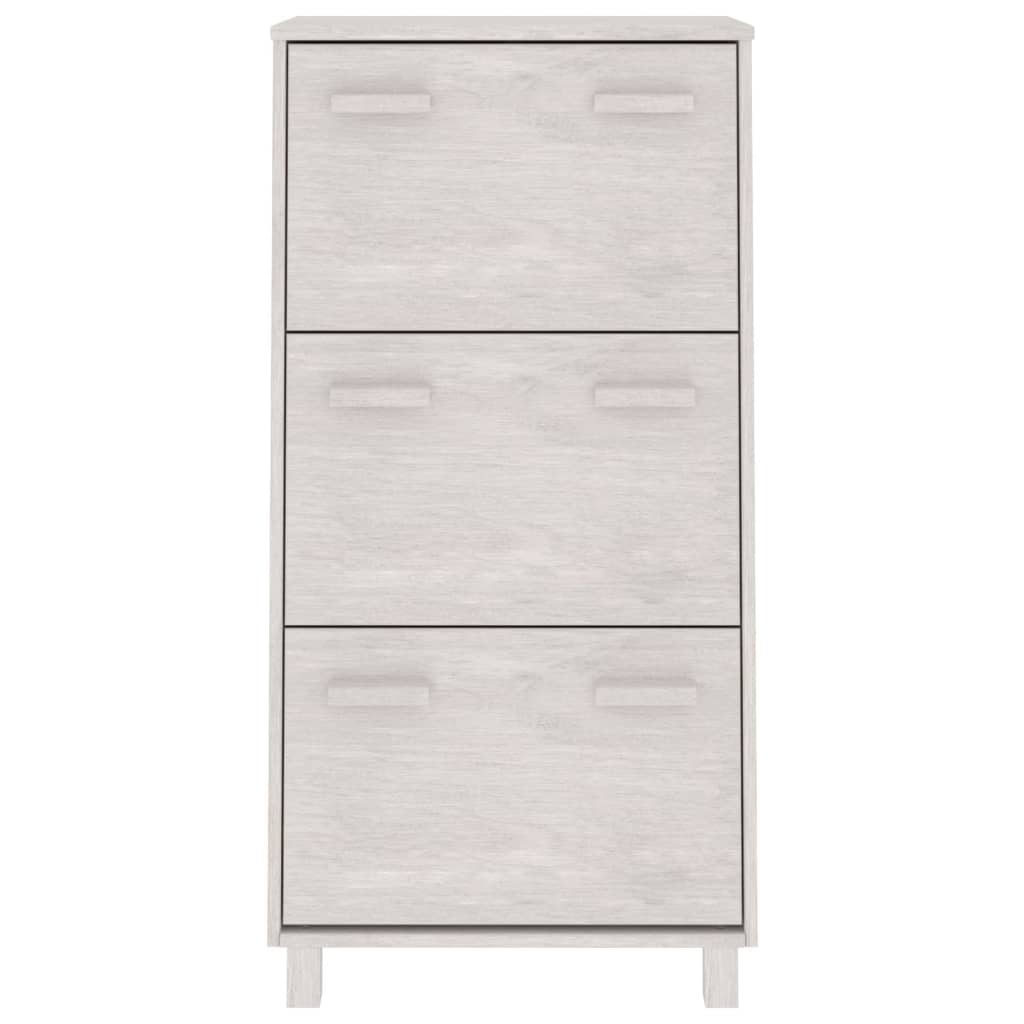 vidaXL Shoe Cabinet HAMAR White 59.5x35x117 cm Solid Wood Pine