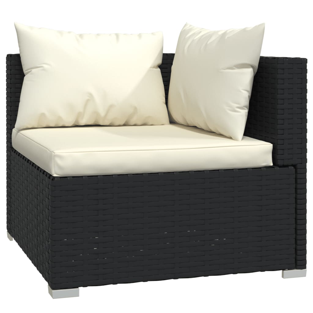 vidaXL 10 Piece Garden Lounge Set with Cushions Black Poly Rattan