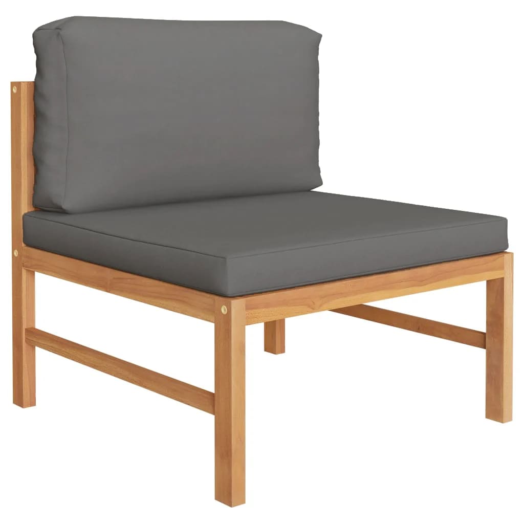 vidaXL 3 Piece Garden Lounge Set with Dark Grey Cushions Teak Wood