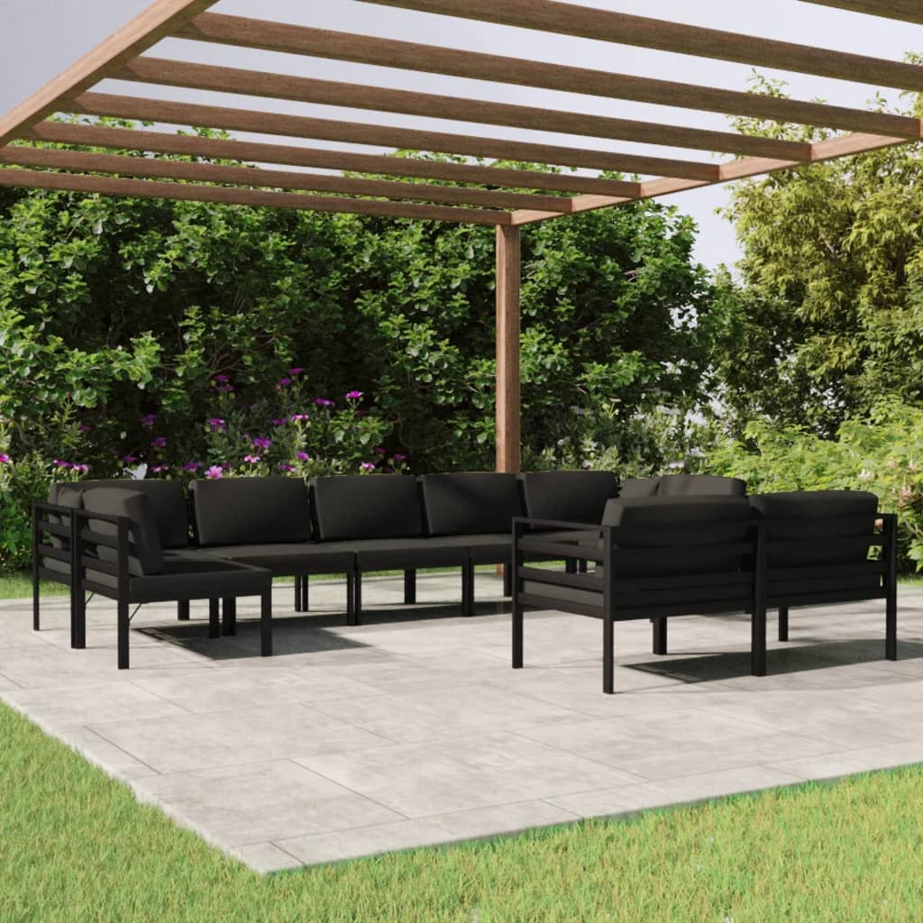 vidaXL 9 Piece Garden Lounge Set with Cushions Aluminium Anthracite