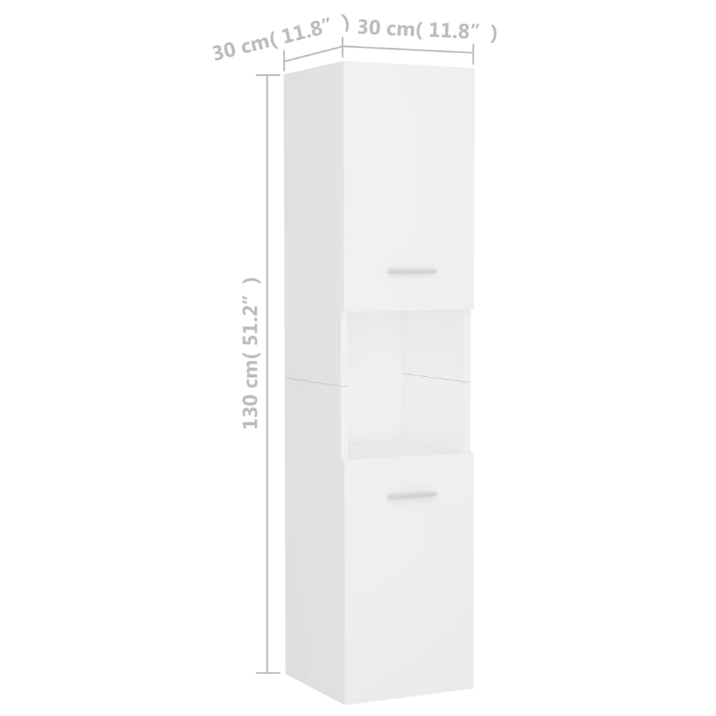 vidaXL Bathroom Cabinet White 30x30x130 cm Engineered Wood
