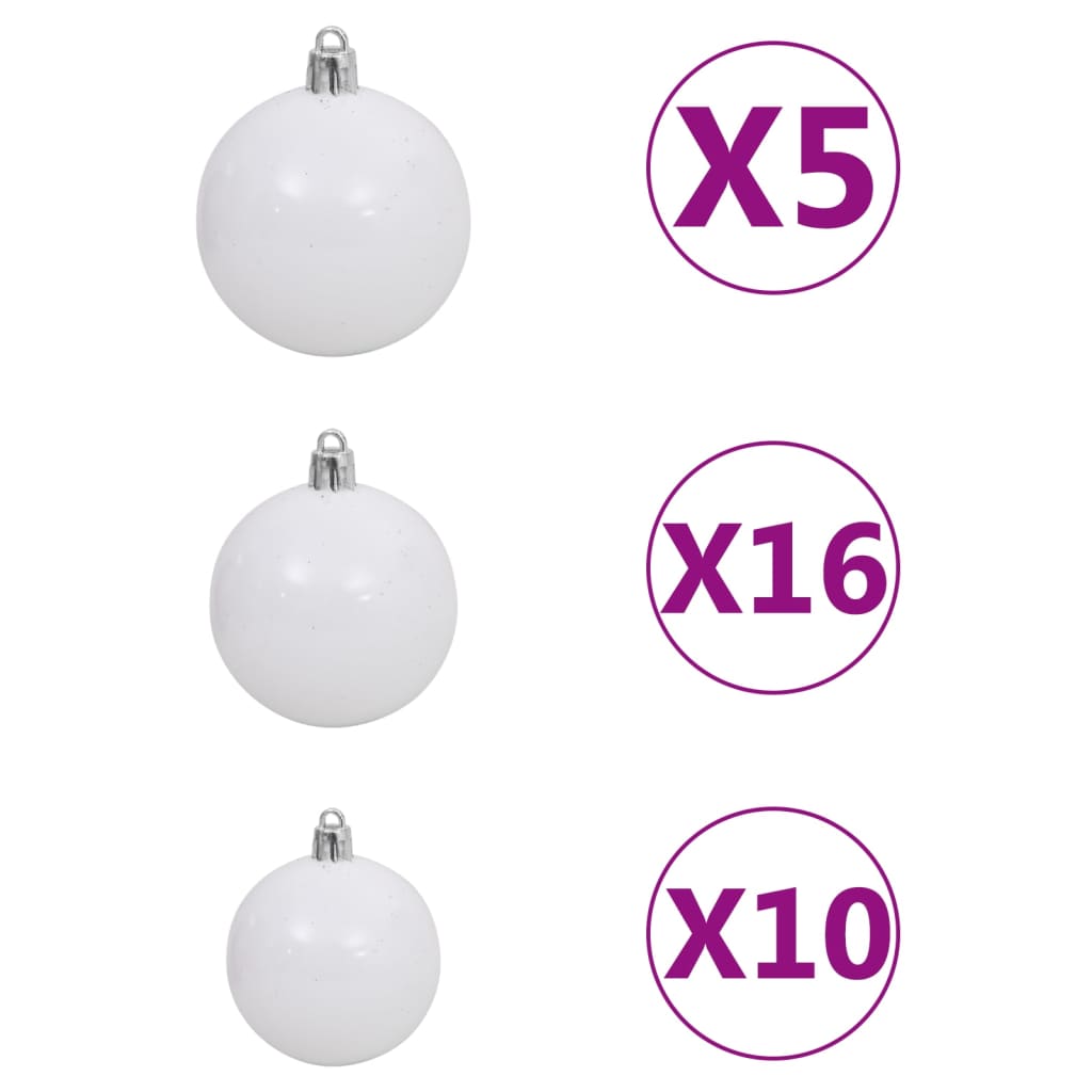 vidaXL Artificial Pre-lit Christmas Tree with Ball Set Black 210 cm PVC