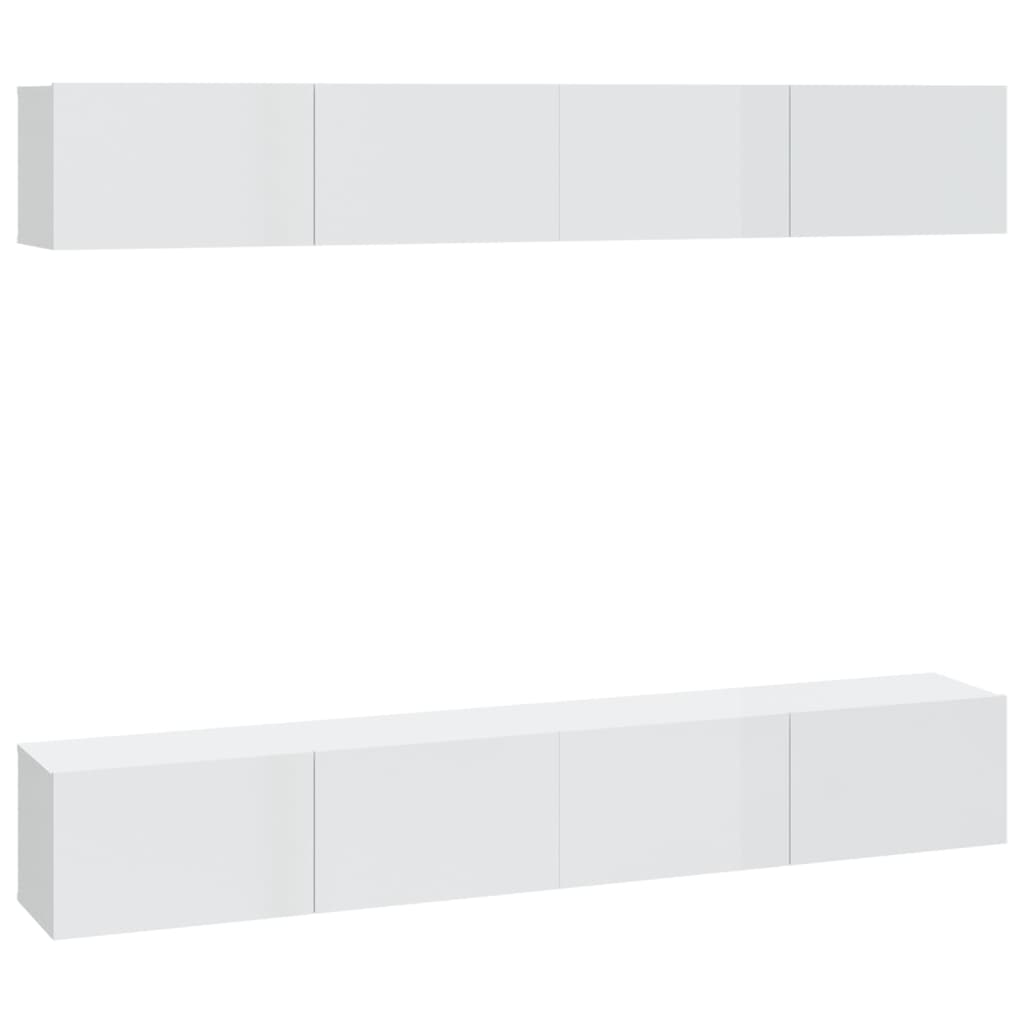 vidaXL Wall TV Cabinets 4 pcs High Gloss White 100x30x30 cm