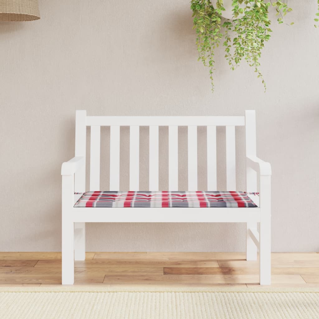 vidaXL Garden Bench Cushion Red Check Pattern 100x50x3cm Oxford Fabric