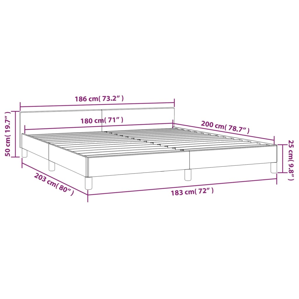 vidaXL Bed Frame without Mattress Cream 180x200 cm Super King Fabric