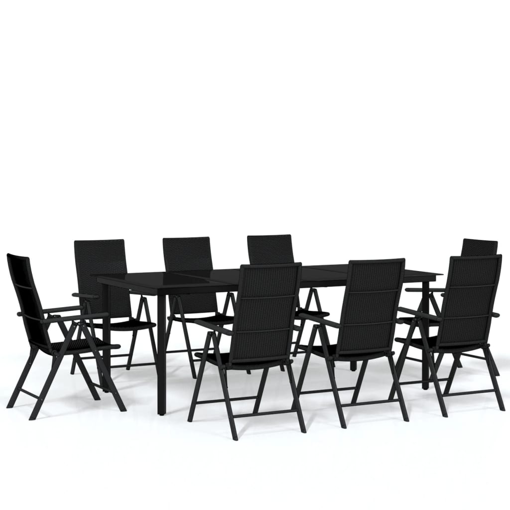 vidaXL 9 Piece Garden Dining Set Black