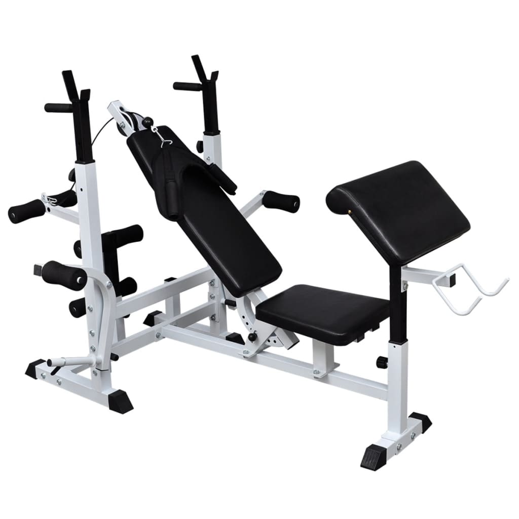 vidaXL Weight Bench with Weight Rack, Barbell and Dumbbell Set 60.5kg