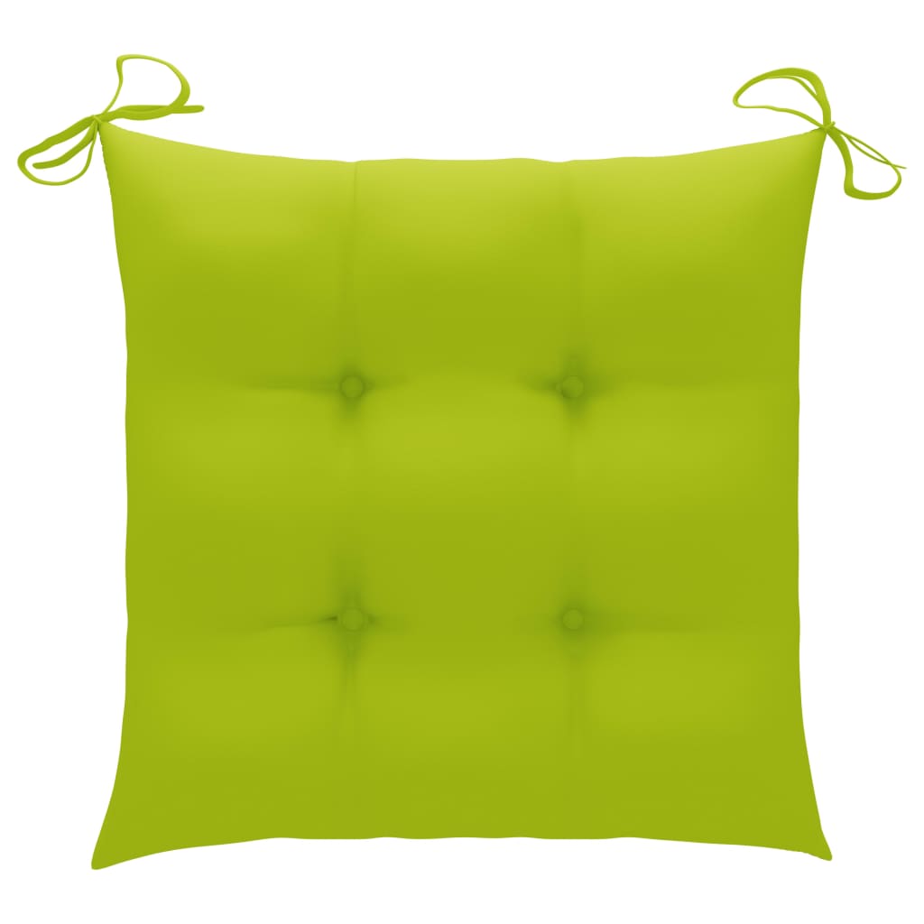 vidaXL Garden Chairs with Bright Green Cushions 2 pcs Solid Teak Wood