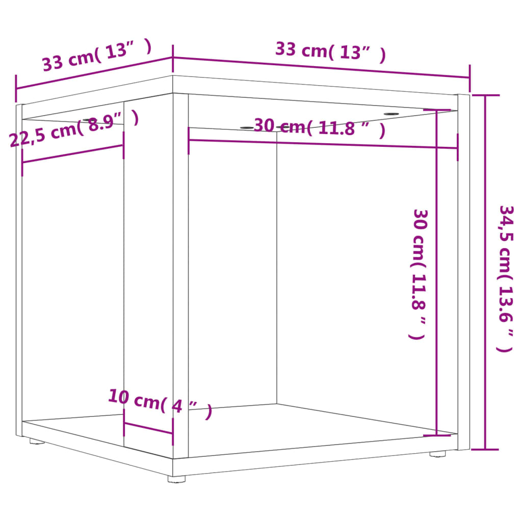 vidaXL Side Table Concrete Grey 33x33x34.5 cm Engineered Wood