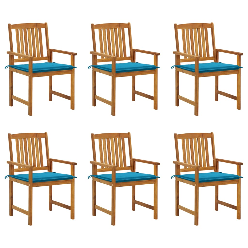 vidaXL Garden Chairs with Cushions 6 pcs Solid Acacia Wood