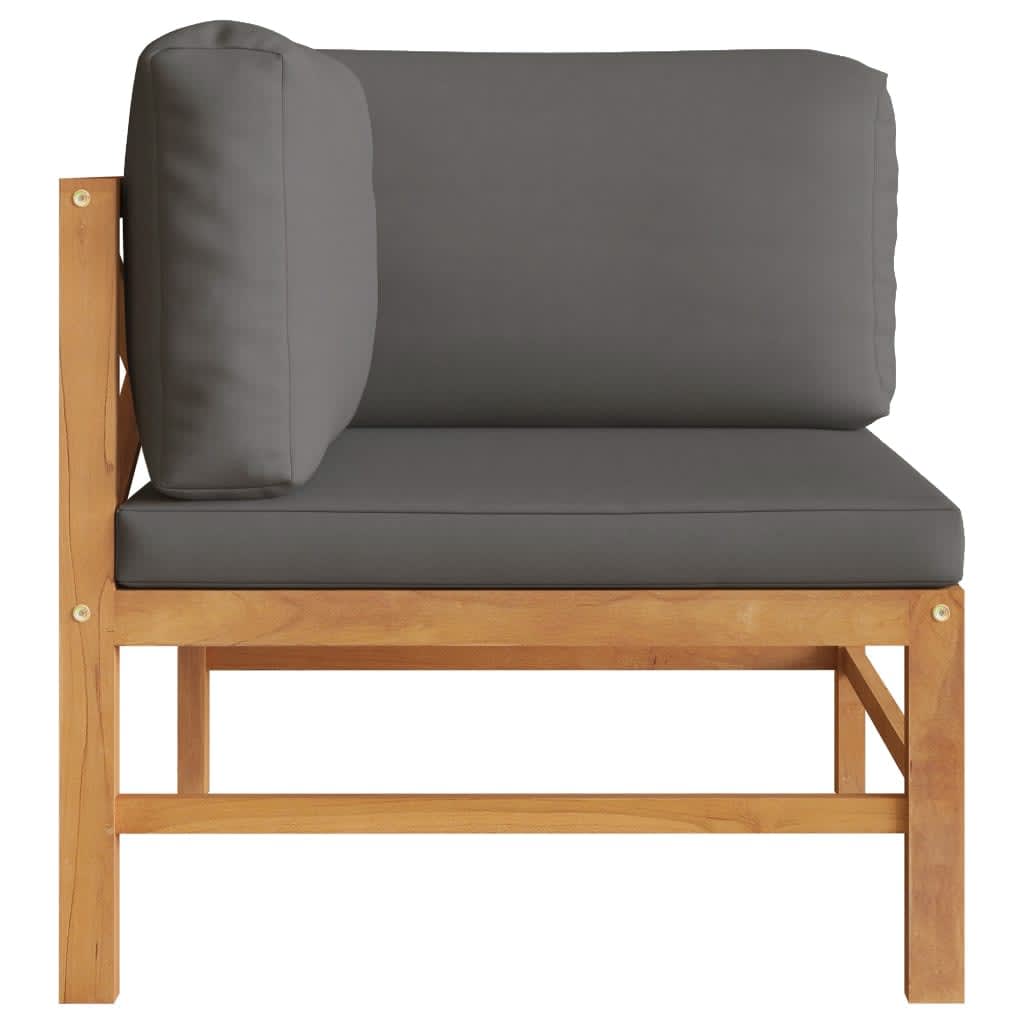 vidaXL 2 Piece Garden Lounge Set with Dark Grey Cushions Teak Wood