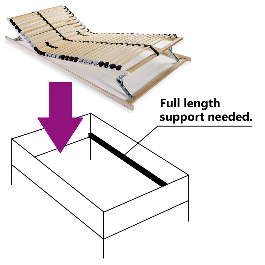 vidaXL Slatted Bed Base without Mattress with 28 Slats 7 Zones 90x200 cm