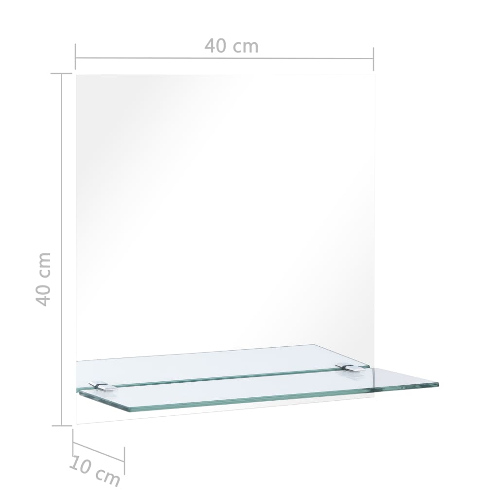 vidaXL Wall Mirror with Shelf 40x40 cm Tempered Glass