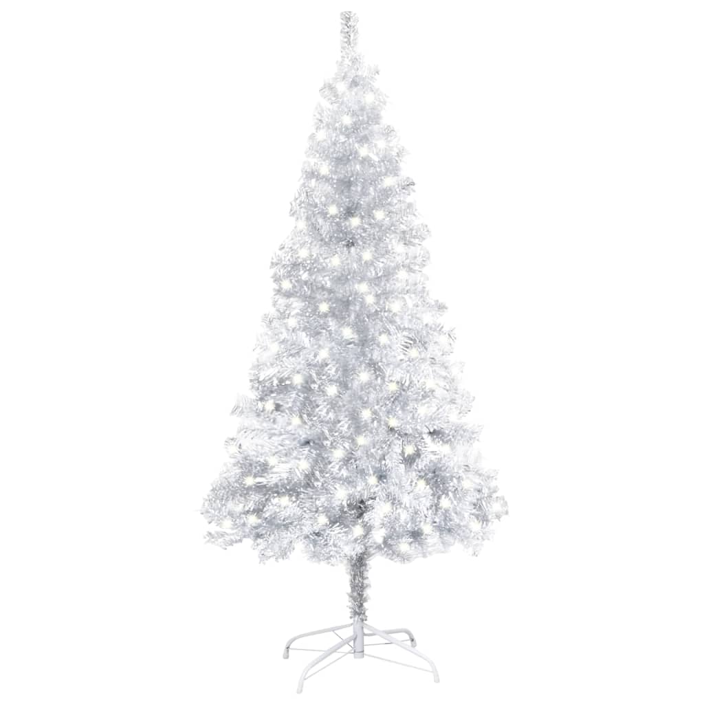 vidaXL Artificial Pre-lit Christmas Tree with Stand Silver 120 cm PET